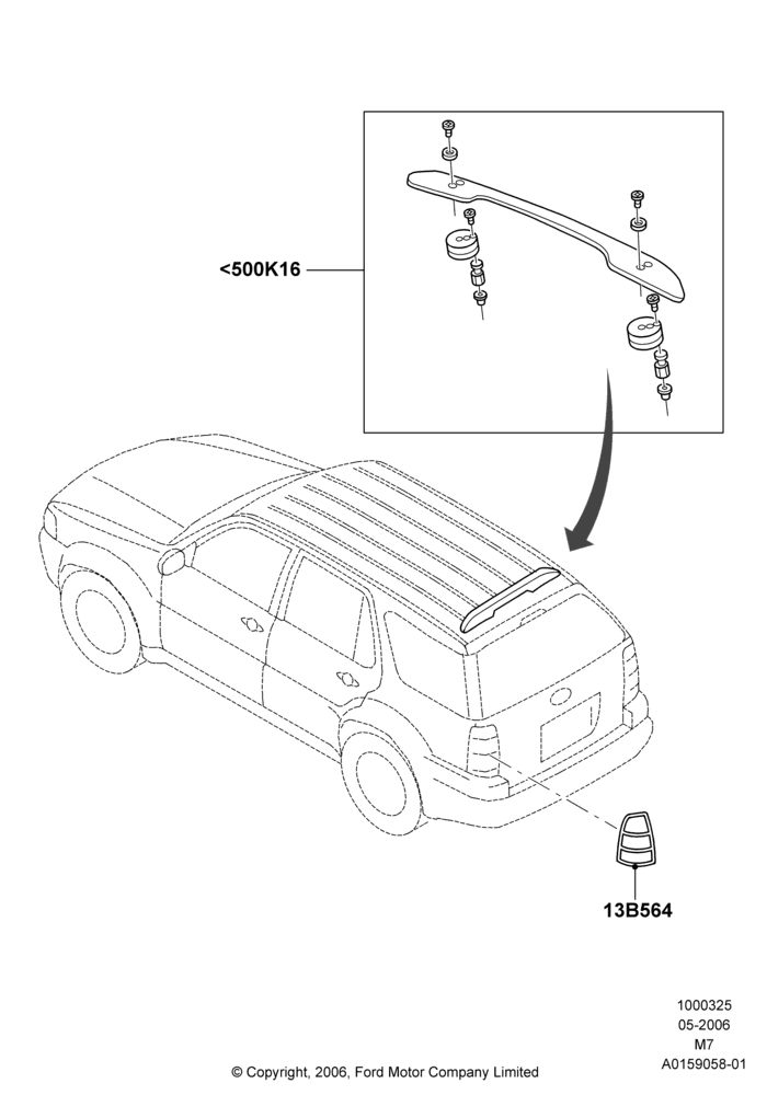 Схема Декор кузова — зад, (+) North American Markets, Accessory, Spoiler, Rear Lamp Surround; 01.05.2006–08.01.2007