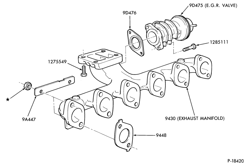 Схема 6 CYL. 2.4L (149 C.I.D.) - DIESEL-Exhaust manifold and related parts