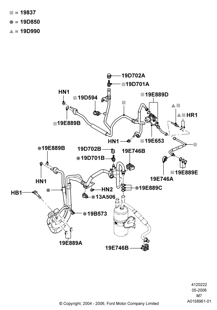 Схема Система кондиционирования, 2.3LI4 16v Gas/Electric DOHC Hybrid; 01.05.2006–08.01.2007