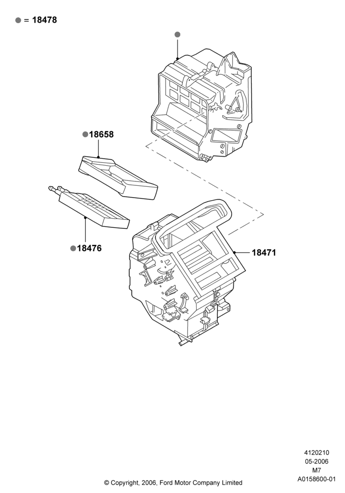 Схема Климат — внутренние компоненты, Heater Main Unit; 01.05.2006–08.01.2007