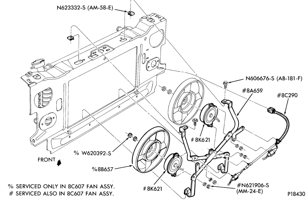 Схема Радиатор, GRILL AND COOLING-COOLING SYSTEM - Fan - Front of Radiator