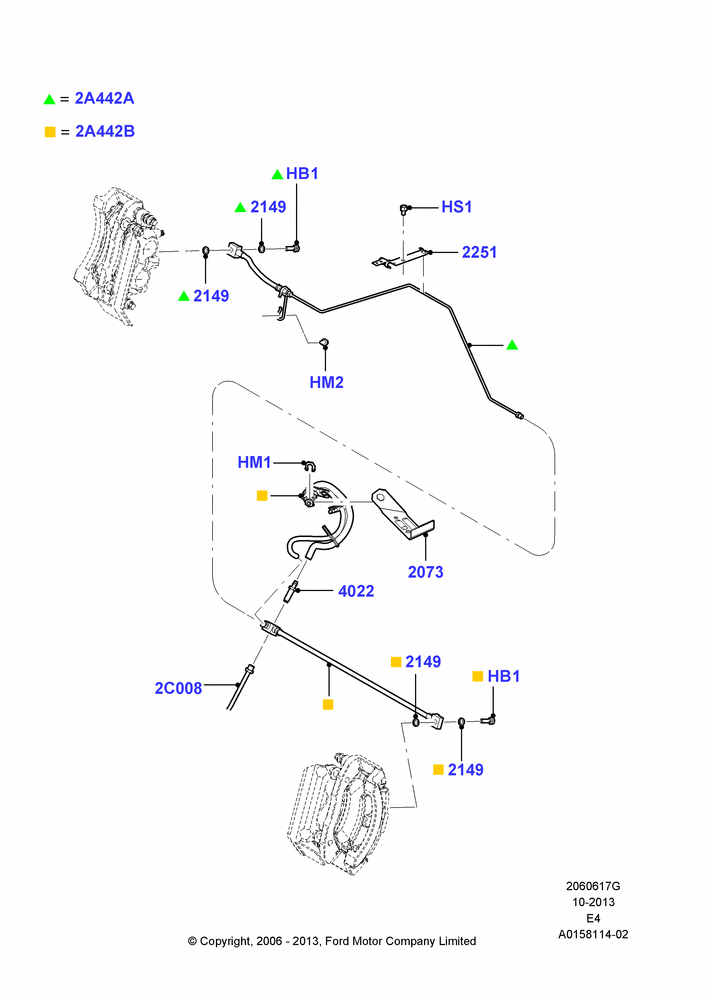 Схема Задние тормозные трубки, Ford 250 Series, Ford 350 Series, Less Electronic Stability Control; 06.08.2007–18.08.2008