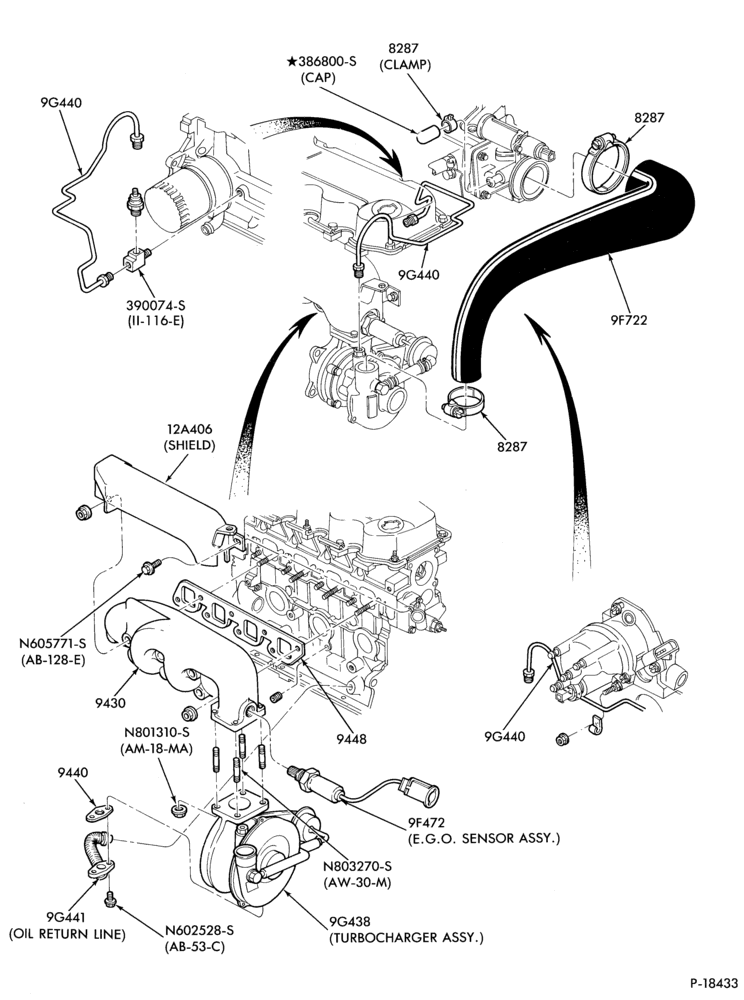Схема 4 CYL. 1.6L (98 C.I.D.)-Turbocharger installation (TC)