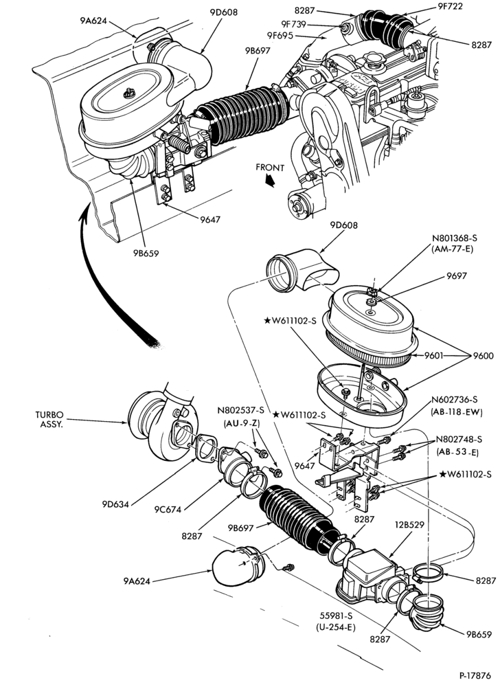 Схема 4 CYL. 2.3L (140 C.I.D.)-Air cleaner - E.F.I.-exc. SVO