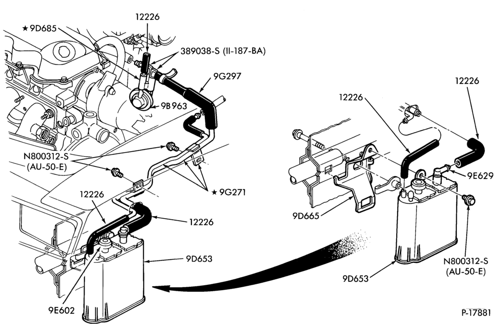 Схема 4 CYL. 1.6L (98 C.I.D.)-Fuel vapor canister and related parts- E.F.I.