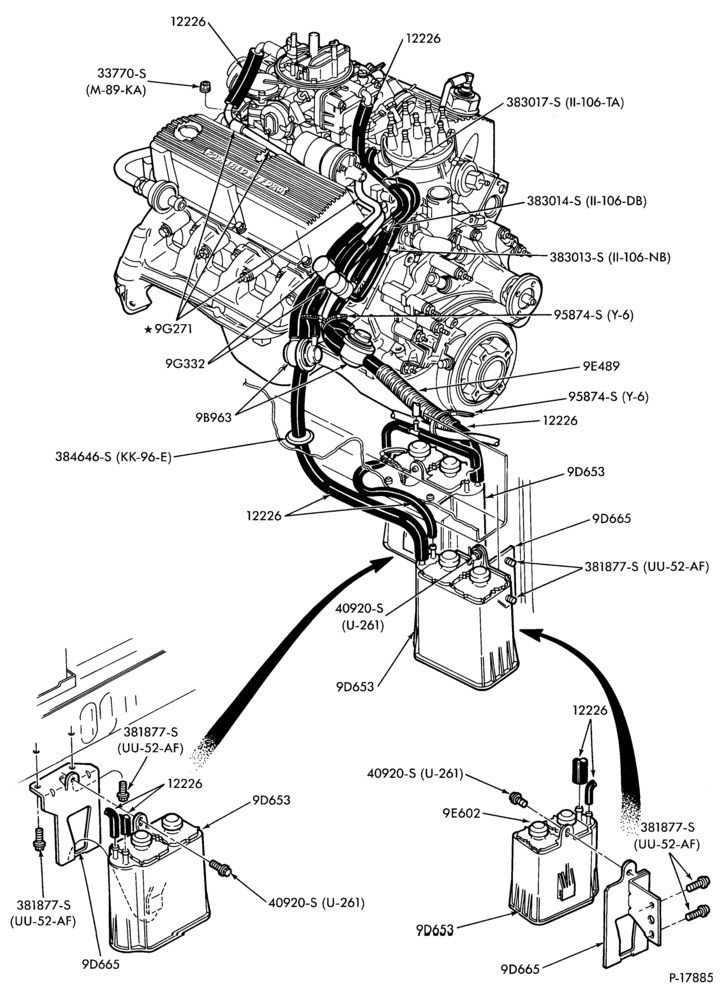 Схема 8 CYL. 5.0L (302 C.I.D.)-Fuel vapor canister and related parts- exc. altitude