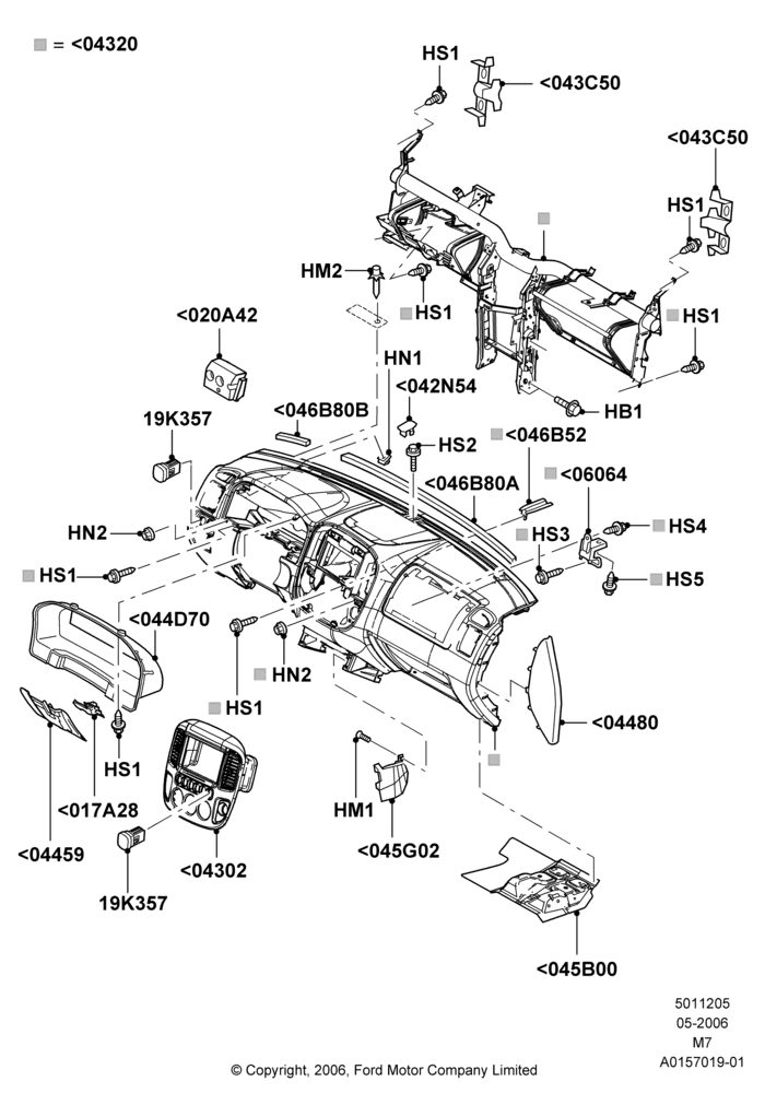 Схема Панель приборов, Ford Hybrid Version; 01.05.2006–08.01.2007