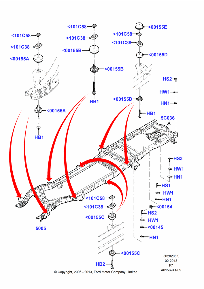 Схема Рама шасси, Wide Frame (Pickup), Crew Cab; 18.12.2006–29.06.2009