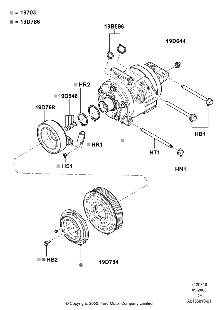 Схема Конденсатор и компрессор кондиционера, 3.5L 4V DOHC VCT SMPI V6 Gas, Compressor Assy; 30.08.2006–29.07.2012