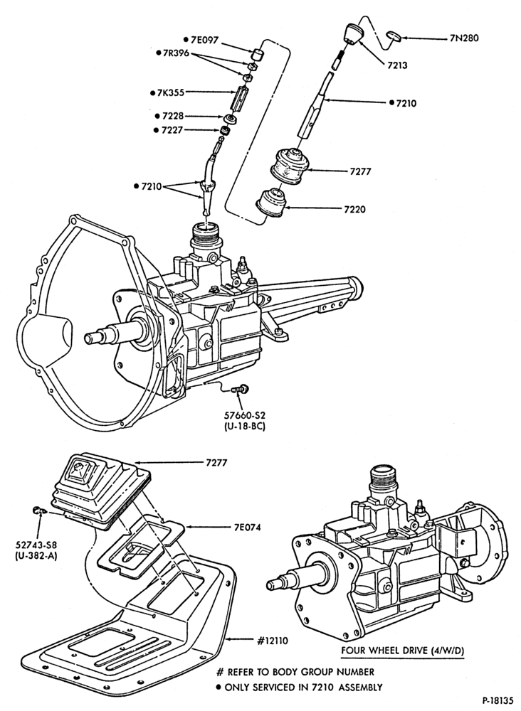 Схема GEARSHIFT MECHANISM-Gearshift controls - 1980/86  - 4 speed M/T- Top Shift O/D-F150/250