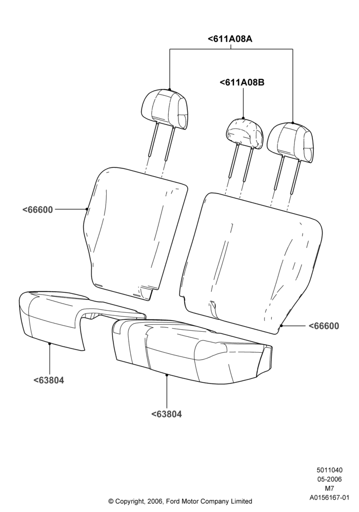 Схема Rear Seat Covers, Lincoln/Mercury Series; 01.05.2006–08.01.2007