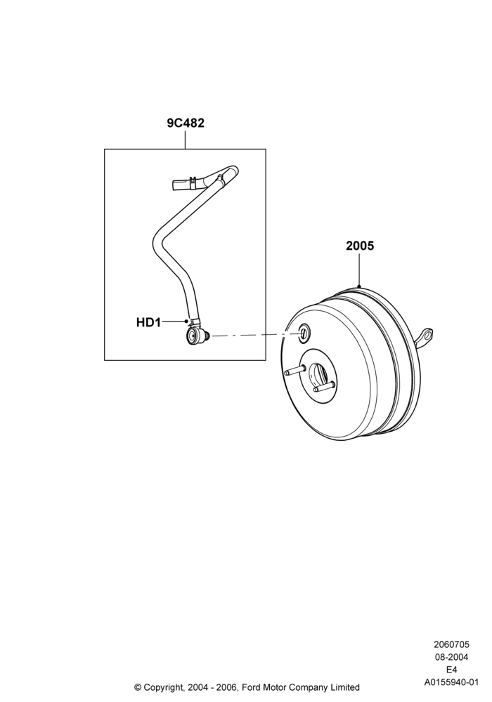 Схема Вакуумный усилитель, Ford 250 Series, Ford 350 Series, Traction Control with Advance Trac; 02.08.2004–06.08.2007