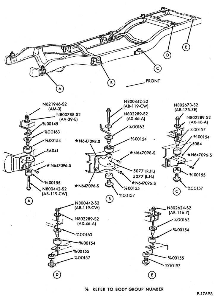 Схема FRAME-FRAME- body to frame mounts-B