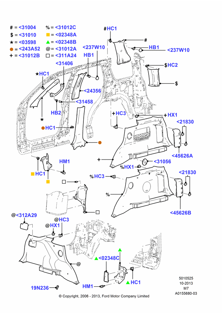 Схема Боковая отделка, Ford Hybrid Version; 01.05.2006–08.01.2007