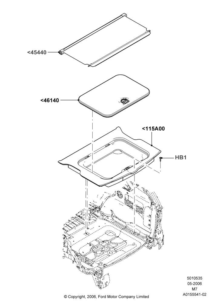 Схема Load Compartment Trim, Less Hybrid Version, With Cargo Area Management; 01.05.2006–08.01.2007