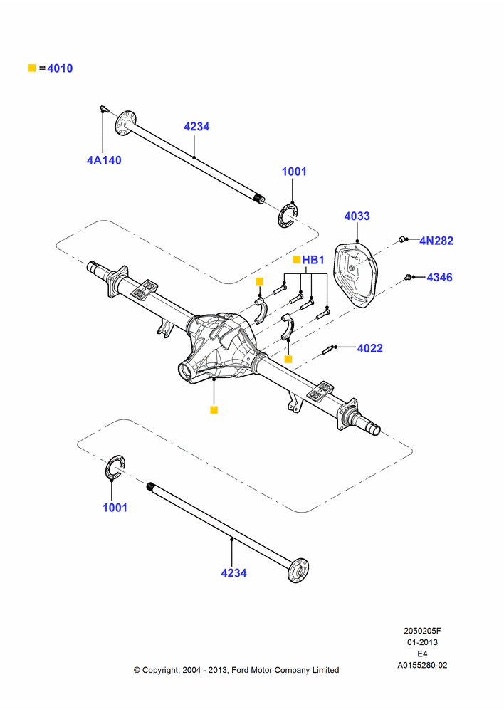 Схема Задний мост, 7800 LB(3538 KG) Rear Axle Asy, 8500 LB Rear Axle Asy, Ford 350 Series, With Double Rear Wheels; 02.08.2004