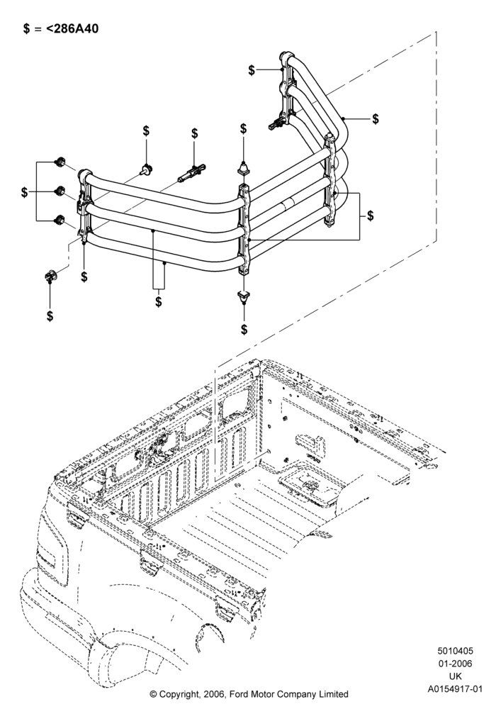 Схема Кузов пикапа и тент, Accessory, Bed Extender; 30.01.2006–29.10.2010