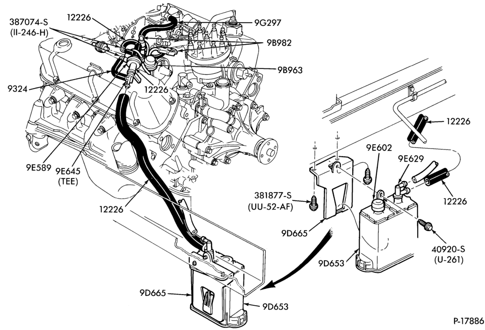 Схема 8 CYL. 5.0L (302 C.I.D.)-Fuel vapor canister and related parts- altitude