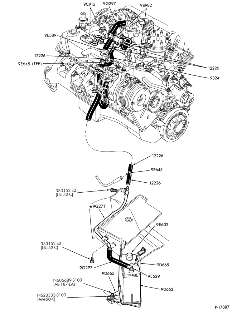 Схема 8 CYL. 5.8LW (351 C.I.D.) - W-Fuel vapor canister and related parts