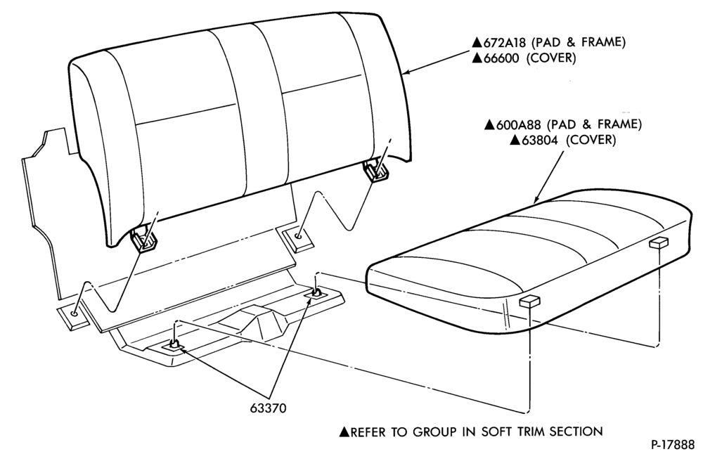 Схема SEATS AND SEAT BELTS-Rear seat parts
