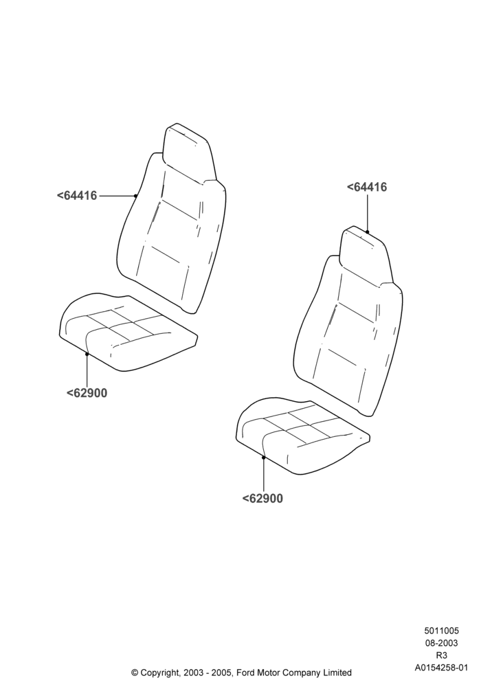 Схема Обивка передних сидений, Sports Front Seat, Super Cab, Super Cab - 4 Door; 04.08.2003–05.12.2005