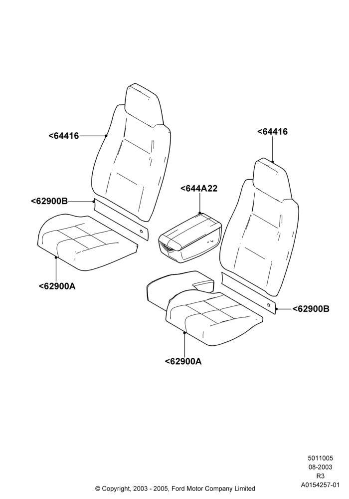 Схема Обивка передних сидений, Super Cab, Super Cab - 4 Door, With Split Bench Front Seat; 04.08.2003–05.12.2005