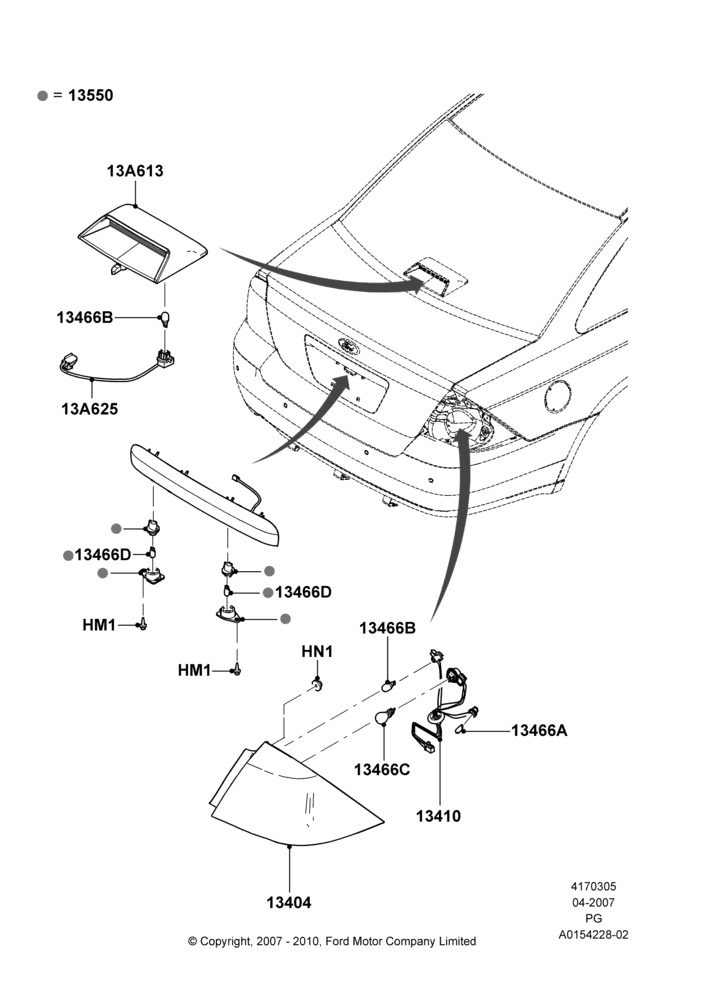 Схема Задние фонари, Ford Division Derivative; 30.04.2007–15.06.2009
