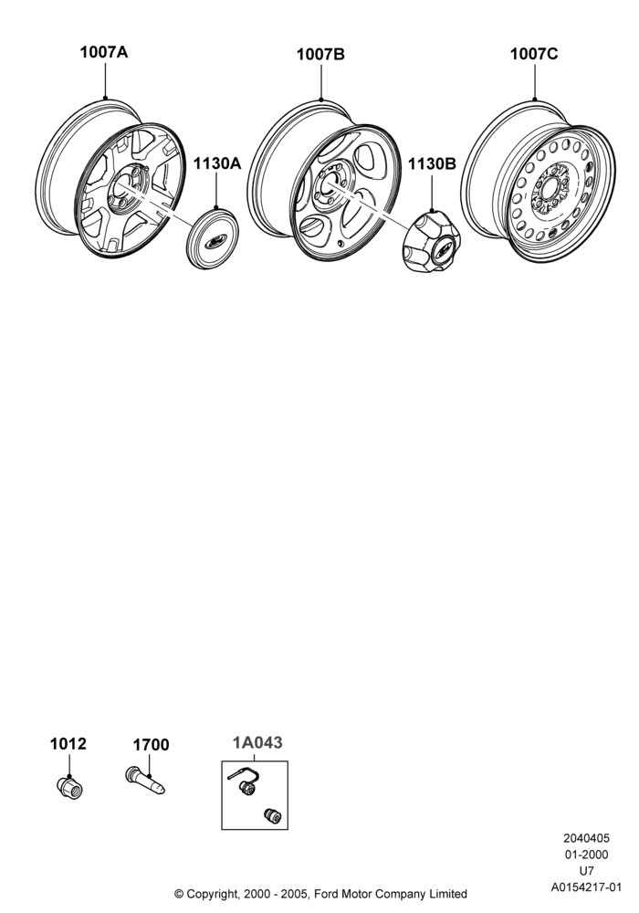 Схема Колёса, комплектация с 16-дюймовыми колёсами; 31.01.2000–19.08.2002