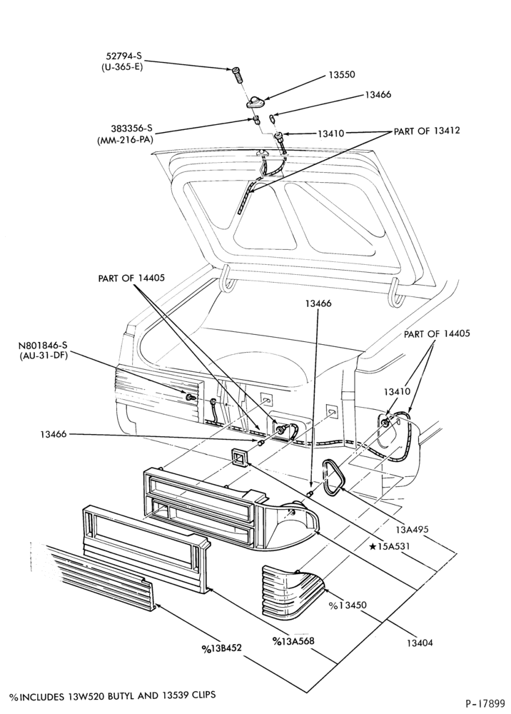 Схема LAMPS-Rear, backup, license plate and bodyside marker  - Topaz- B/T 66
