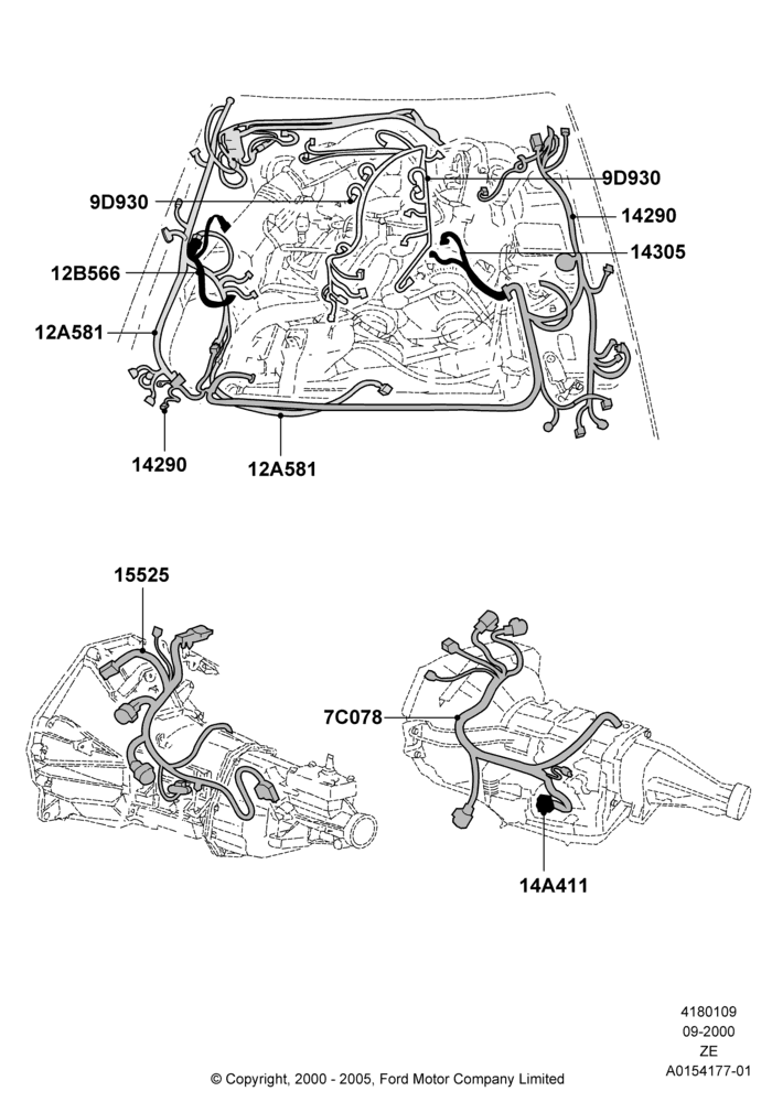 Схема Проводка двигателя и КПП, 3.8 OHV EFI; 18.09.2000–05.09.2003
