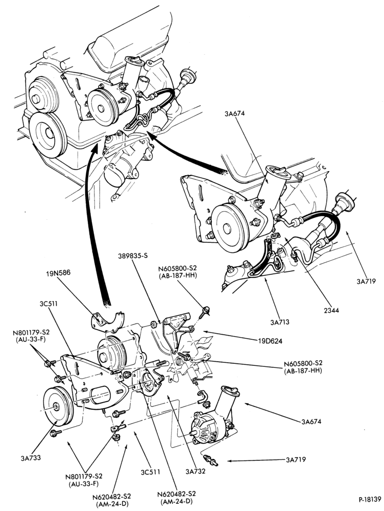 Схема STEERING-(1984/85)- 6 cyl. 171 (2.8L)-B