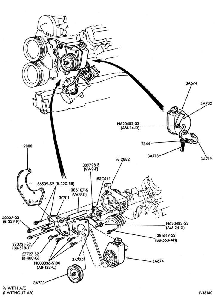 Схема STEERING-(1983/87) - 8 cyl. 420 (6.9L) diesel-E250/350