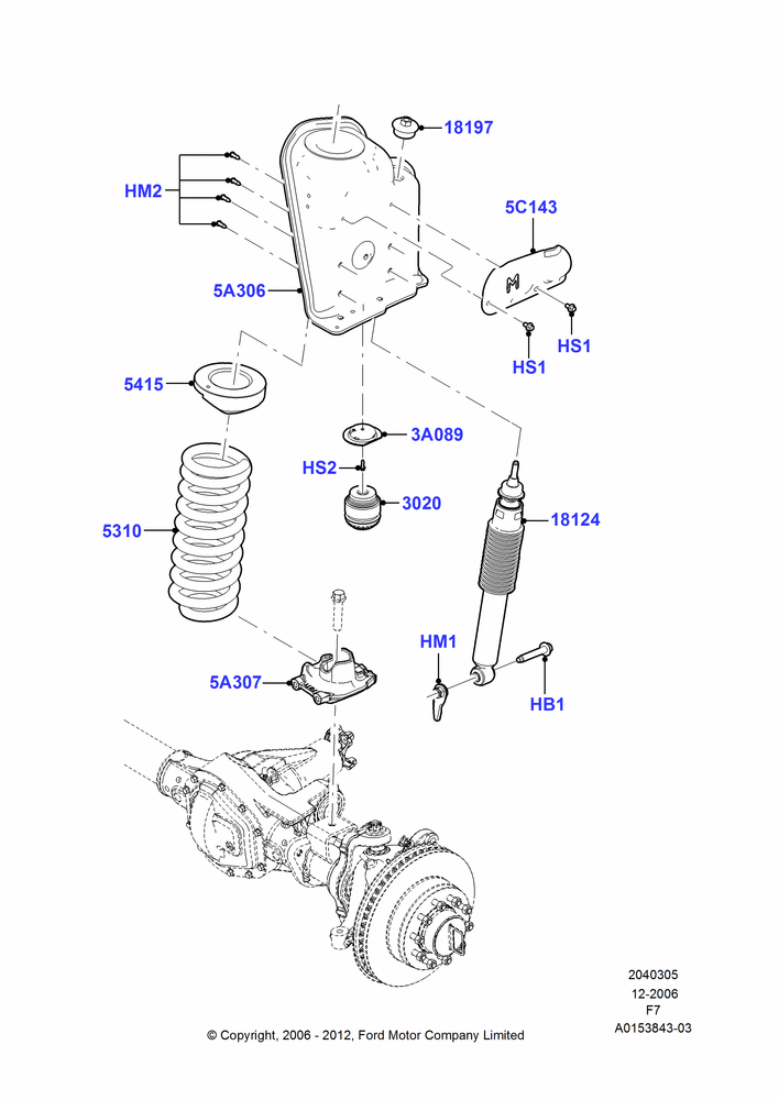 Схема Передние стойки и пружины, Ford 250 Series, Ford 350 Series, LHD 4WD (Part Time Drive); 18.12.2006–12.02.2010