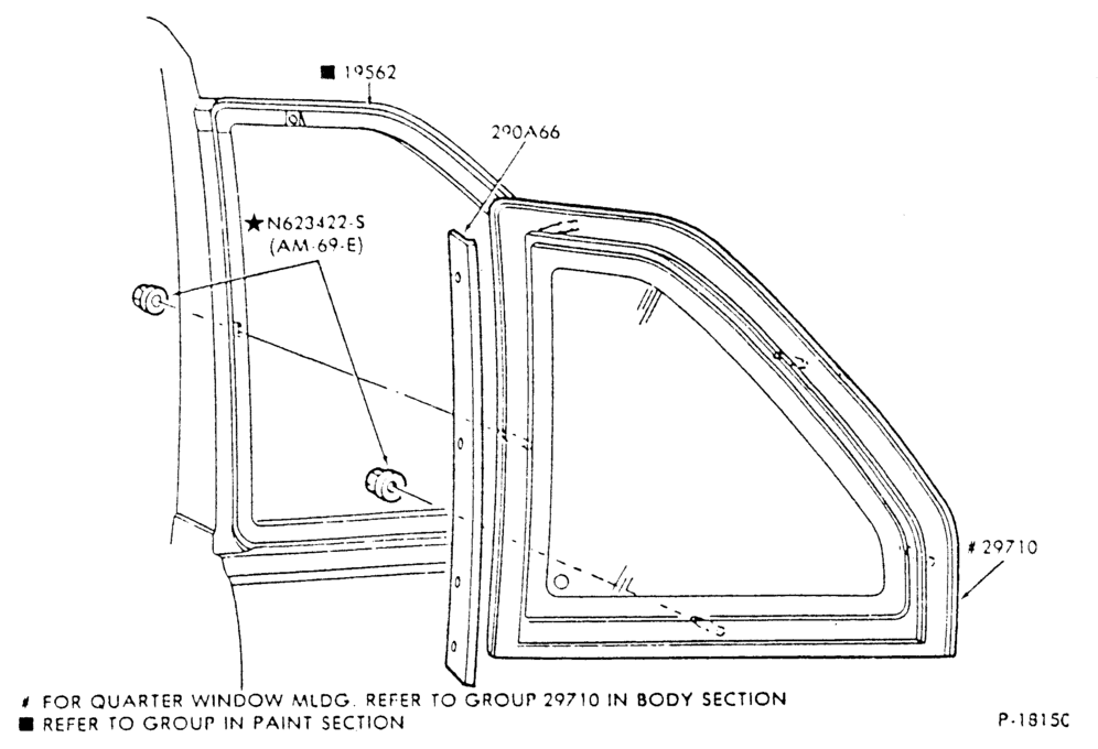 Схема QUARTER WINDOW MOULDINGS - BODY TYPE 63