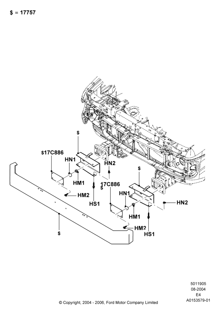 Схема Решётка радиатора и передний бампер, Stripped Chassis; 02.08.2004