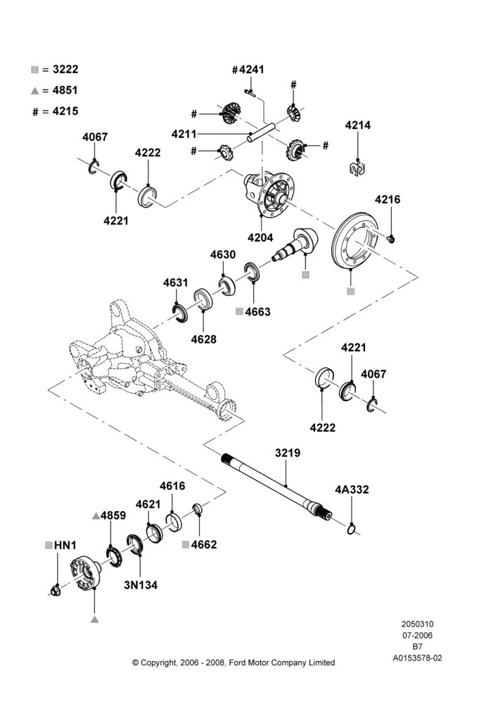 Схема Components - Front Axle Diff & Carr; 02.08.2006–11.06.2007