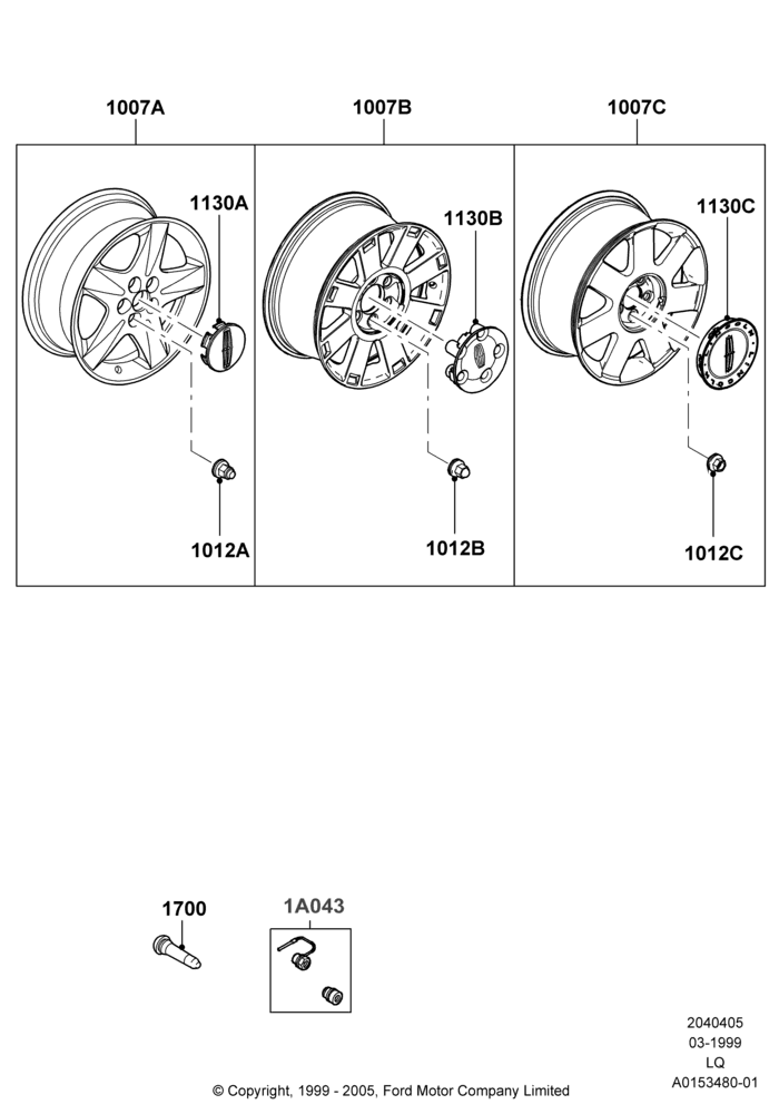 Схема Колёса, (+) North American Markets, Accessory, Additional Parts May Be Required, Refer To The Installation Instructions Found Under Tech Specs At The Genuine Ford Accessory (GFA) Web Site, See Vehicle Restrictions And Modification Requirements, www.lincolnaccessories.com; 22.03.1999–13.04.2006