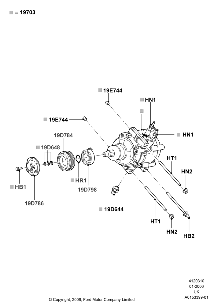 Схема Конденсатор и компрессор кондиционера, 4.6L 3V V8, Compressor Assy; 30.01.2006–29.10.2010