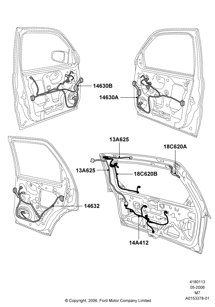 Схема Проводка дверей, Hybrid; 01.05.2006–08.01.2007