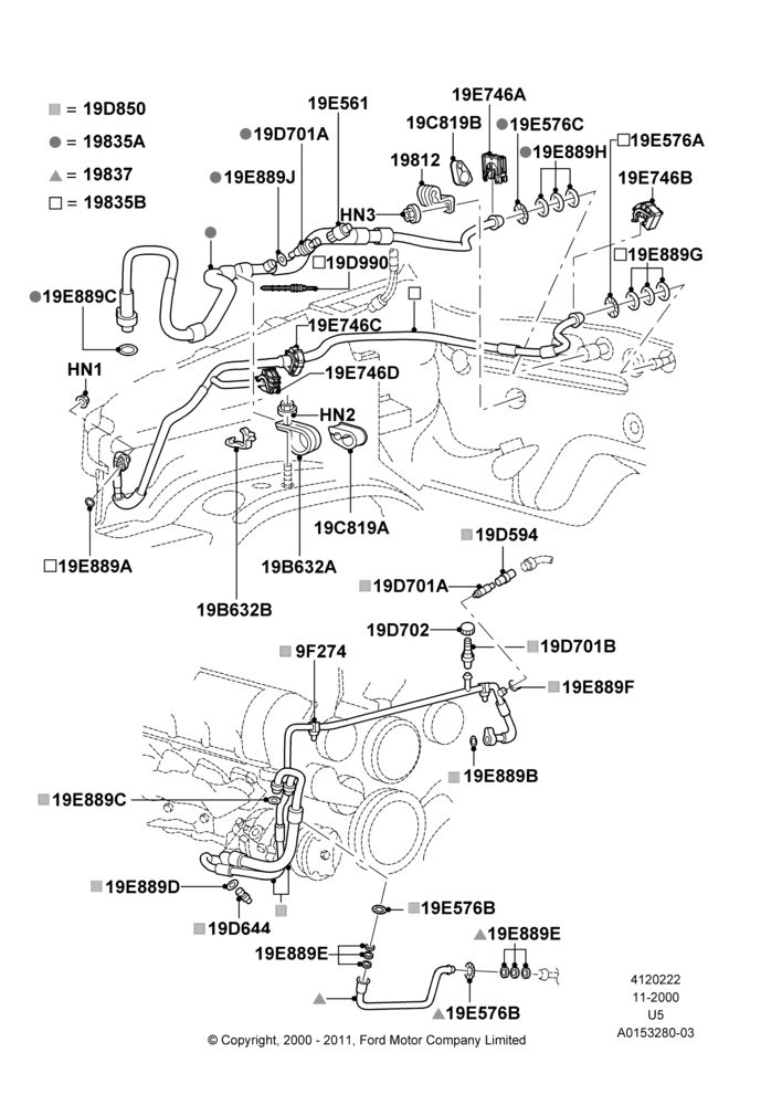 Схема Система кондиционирования, (-)"GCC"Gulf Cooperative Countries, All 8 Cylinder Gas Engines, LHD, With Aux Overhead Heater And A/C; 13.11.2000–19.07.2005