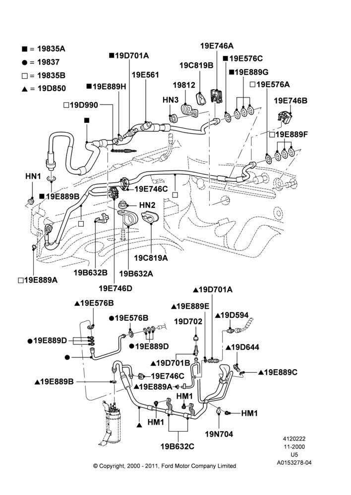Схема Система кондиционирования, (-)"GCC"Gulf Cooperative Countries, All 6 Cylinder Gas Engines, LHD, With Aux Overhead Heater And A/C; 13.11.2000–19.07.2005