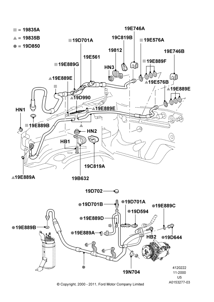 Схема Система кондиционирования, (-)"GCC"Gulf Cooperative Countries, All 6 Cylinder Gas Engines, Less Aux Overhead Heater And A/C, LHD; 13.11.2000–19.07.2005