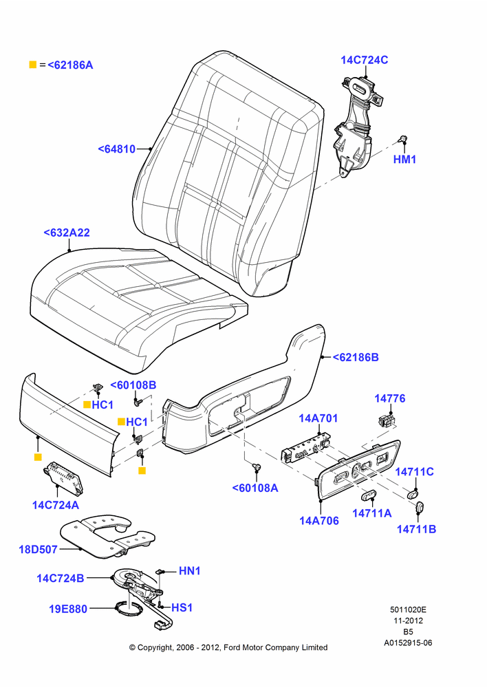 Схема Подушки и обогрев передних сидений, With Temp Control Drivers Seat, With Temp Control Passenger Seat; 02.08.2006–15.09.2008