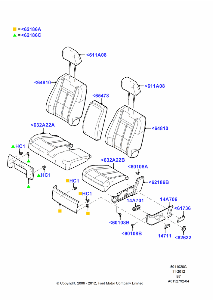 Схема Подушки и обогрев передних сидений, With Split Bench Front Seat; 02.08.2006–15.09.2008