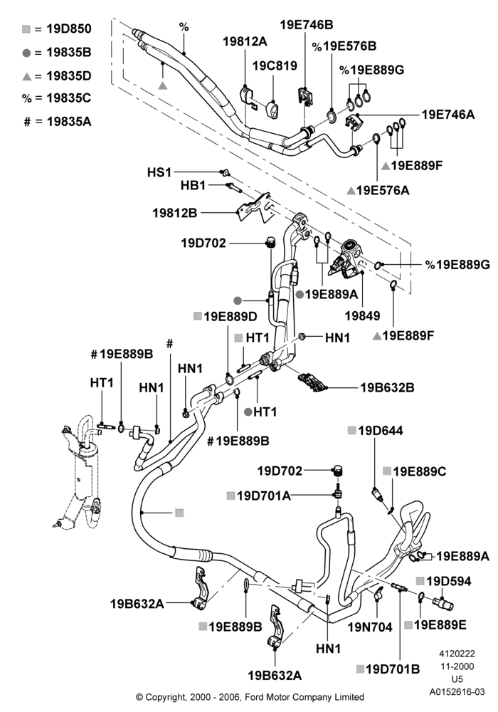Схема Система кондиционирования, (-)"GCC"Gulf Cooperative Countries, All 6 Cylinder Gas Engines, Less Aux Overhead Heater And A/C, RHD; 13.11.2000–19.07.2005