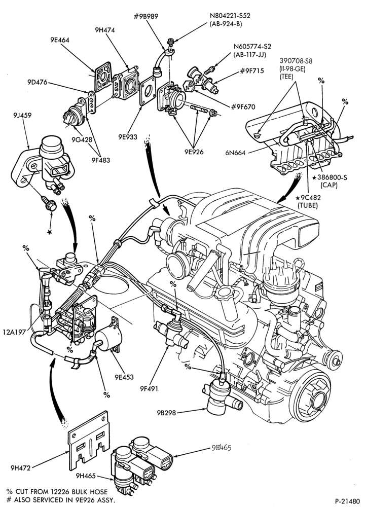 Схема 8 CYL. 5.0L (302 C.I.D.)-recirculation (E.G.R.)- E.F.I.