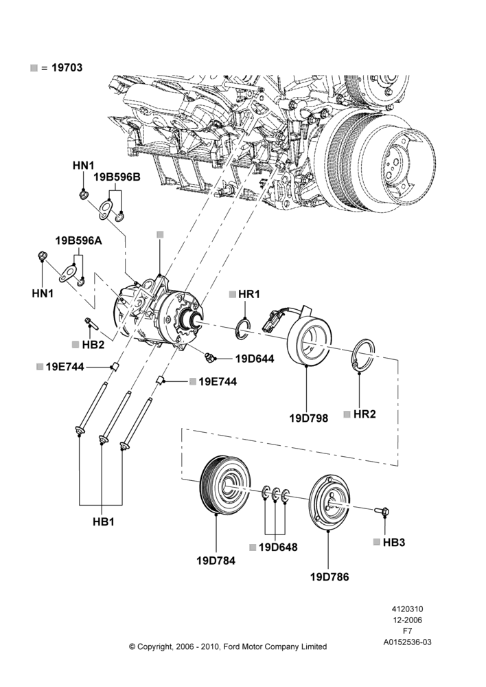 Схема Конденсатор и компрессор кондиционера, With Air Conditioning, Compressor Assy; 18.12.2006–12.02.2010