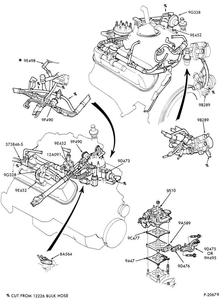 Схема 8 CYL. 5.8L (351 C.I.D.)-W-GAS-E250/350-351W-over 8500# G.V.W.