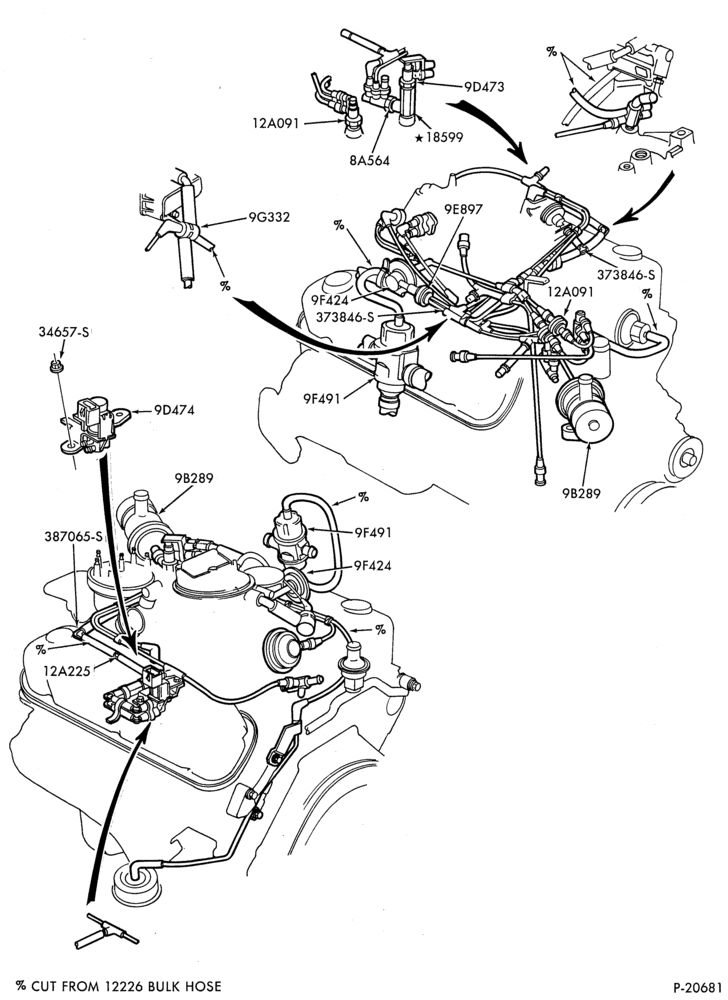Схема 8 CYL. 5.8L (351 C.I.D.)-W-GAS-F150/250-351W-under 8500# G.V.W.