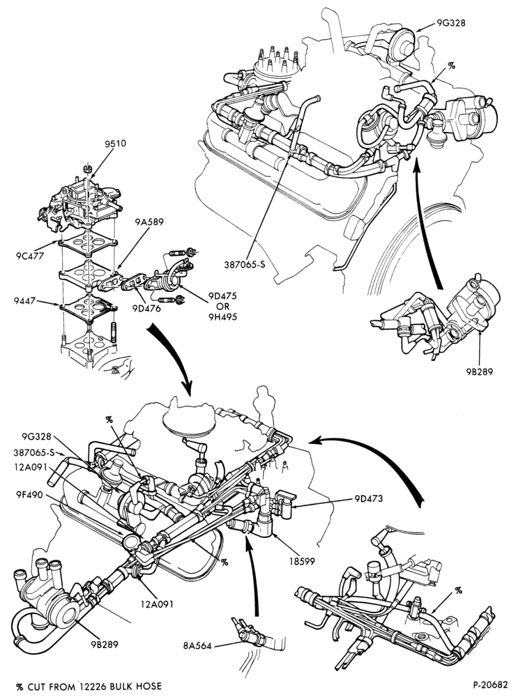 Схема 8 CYL. 5.8L (351 C.I.D.)-W-GAS-F250/350-351W-over 8500# G.V.W.-A/T